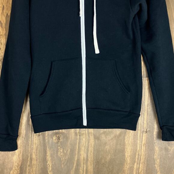 Bella Canvas Unisex Jacket Black Full Zip 'Twitch' Logo Hooded Pockets XSmall - Picture 3 of 12